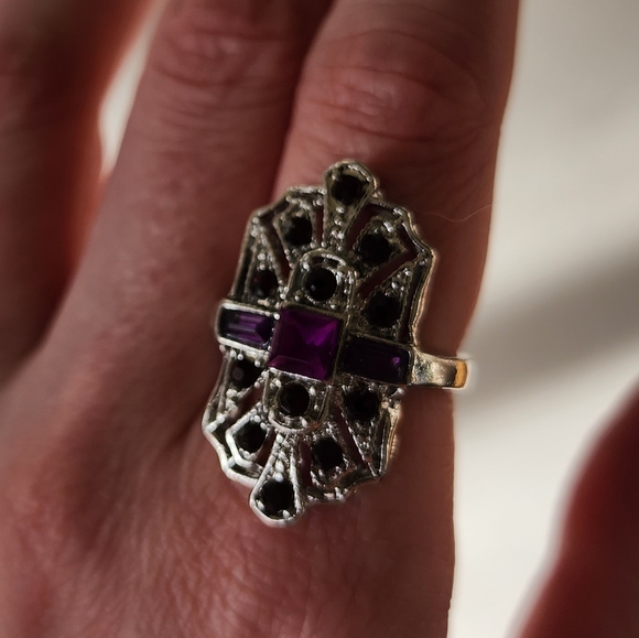 💜 Art Deco Purple Ring - Picture 4 of 5